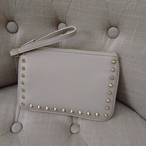 Express Cream Wallet with Gold Accents